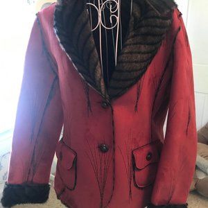 Faux Suede and Faux Fur Short Coat